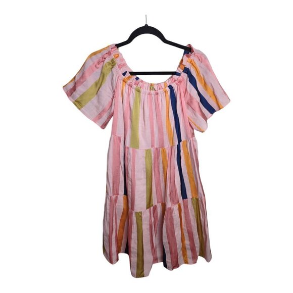 Trina Turk Off shoulder designer dress NWT Size 6 Orange Pink Color - Picture 3 of 12